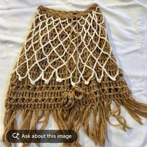 Boho style crochet poncho 100 percent acrylic Handmade Crochet Poncho